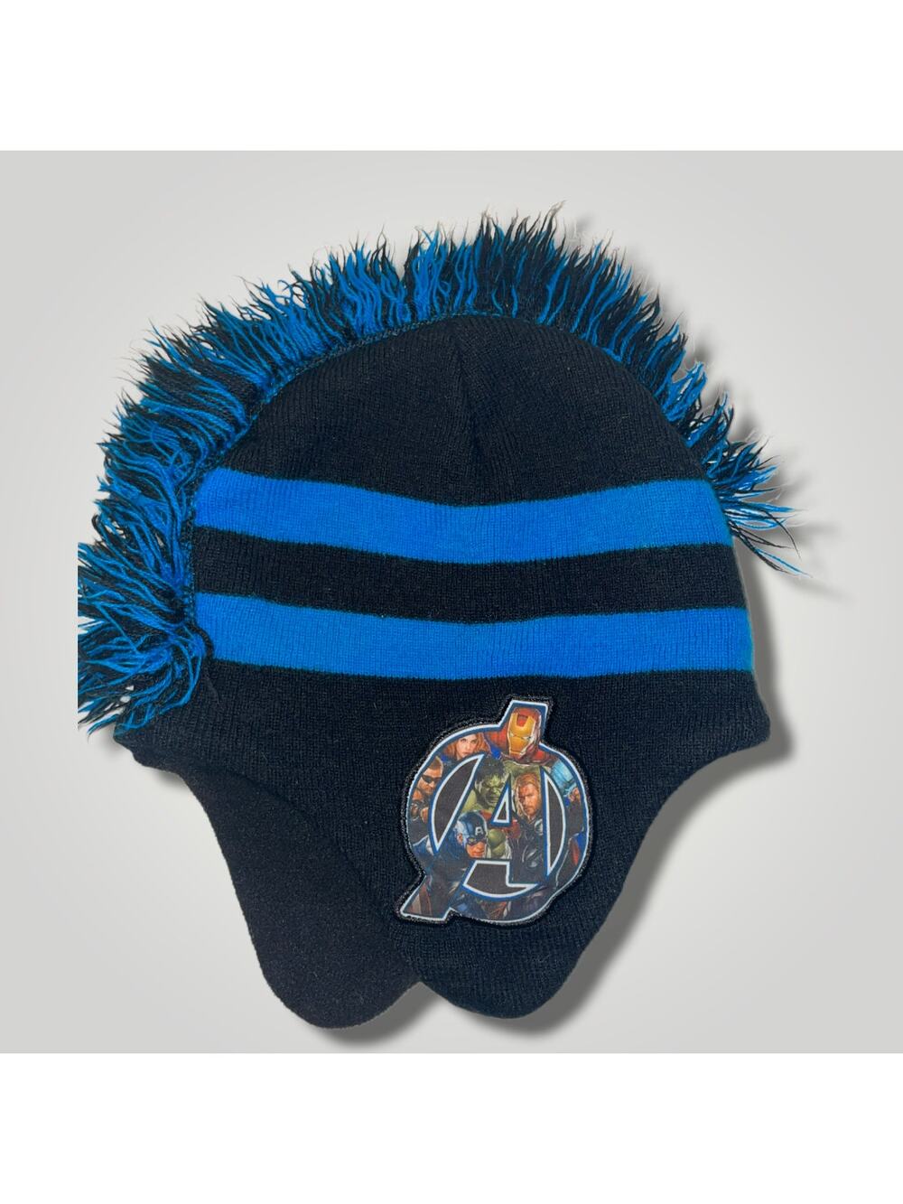 Avengers child's size knit cap with ear flaps EUC